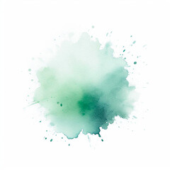 Obraz premium Single Soft Green Watercolor Splash on White Background