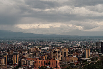 Cityscape of Yerevan city with Mount Ararat in the background