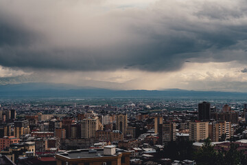 Cityscape of Yerevan city with Mount Ararat in the background