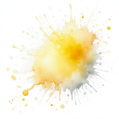 Single Soft Yellow Watercolor Splash on White Background