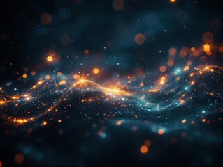 Fototapeta premium Golden sparkles and blue waves creating a magical atmosphere