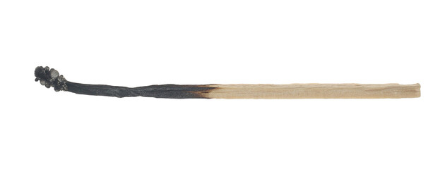 Burned match isolated on white, clipping path