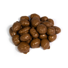 Milk Chocolate Covered Almonds on White Background