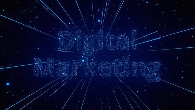 Animated Digital Marketing text with a starry night background. 3d animation loop of 4K - Powered by Adobe