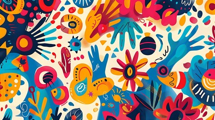  Happy Friendship Day card featuring colorful, abstract friendship symbols and celebratory patterns.