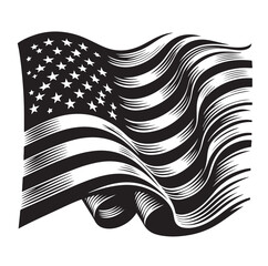 American flag waving on wind. National patriotic flag of the United States of America. Vector illustration