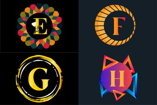  luxury colouring EFGH letter logo