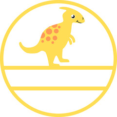 Cute Cartoon Dinosaur In A Circle With Name Gap