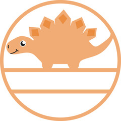Cute Cartoon Dinosaur In A Circle With Name Gap