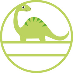 Cute Cartoon Dinosaur In A Circle With Name Gap