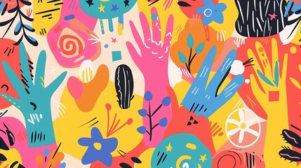  Happy Friendship Day card featuring vibrant, abstract patterns and unity symbols.