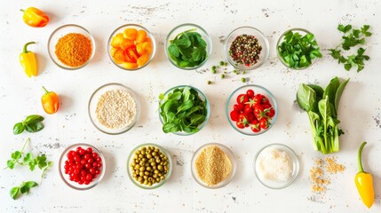 Vibrant Vegetarian Feast A Fresh, Healthy Vegetable and Grain Assortment for Plant-Based Nutrition