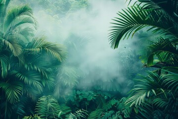 Obraz premium fragment view of nice mist green tropical jungle