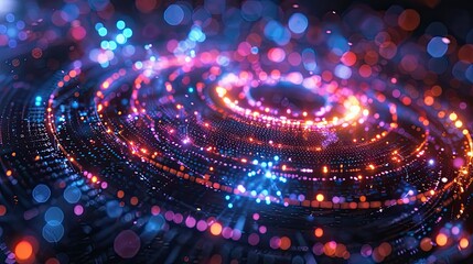 Futuristic holographic interface with floating particles