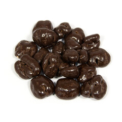 Dark Chocolate Covered Walnuts on White Background