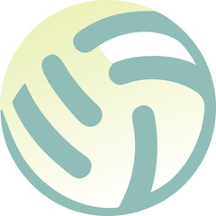 Stylized illustration of a volleyball, with a teal outline and a yellow gradient fill.