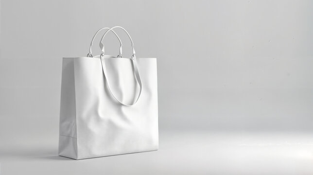  maqueta de bolsa blanca de compras en fondo blanco