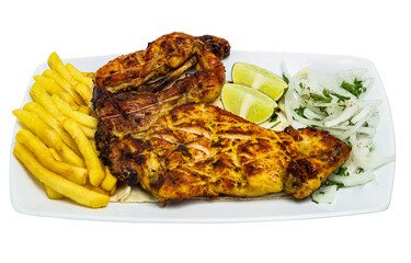 GRILLED CHICKEN WITH SALAD AND FRENCH FRISE