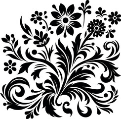 Obraz premium decorative Floral design Silhouette Motif Pattern, Flower design elements silhouette pattern black and white 