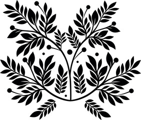 decorative Floral design Silhouette Motif Pattern, Flower design elements silhouette pattern black and white 

