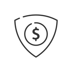 line art money shield protection icon logo vector illustration design