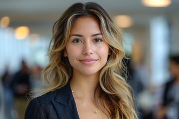 Portrait of a Young Woman with Long Blonde Hair.