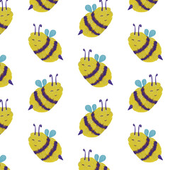 Cute Print with a flying honey bee. Pattern for your brand. Ornaments for designs, packaging, textiles, clothes, and posters. Isolated.