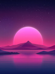 Glitch landscape flat design front view futuristic theme animation vivid
