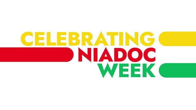 Celebrating Niadoc Week colorful motion graphics seamless loopable text animation on white or black background for celebrating niadoc week in july