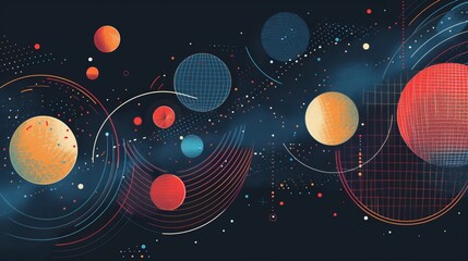 Abstract Space Illustration With Planets and Stars