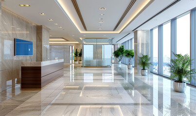 Obraz premium modern office workplace luxury buildings.