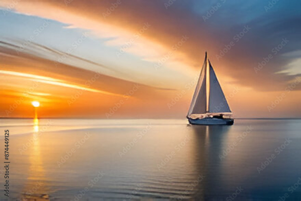 Canvas Prints sailboat at sunset