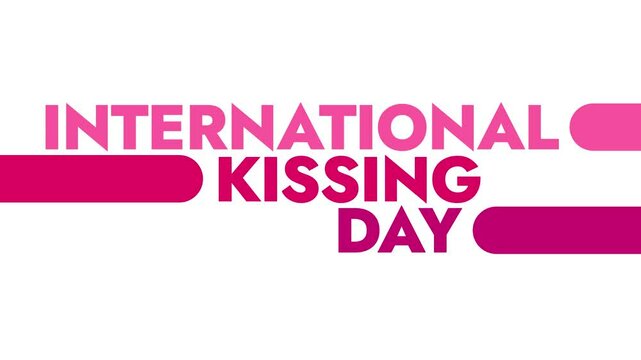 International Kissing Day colorful motion graphics seamless loopable text animation on white or black background great for celebrating international kissing day in july