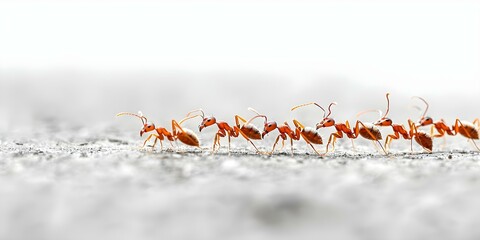 Ants in a line moving together foraging or escaping potential threats. Concept Ants, Line, Foraging, Threat, Nature