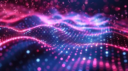 Flowing data streams forming a glowing grid