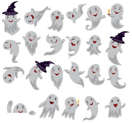 Obraz premium Funny ghosts set. Halloween vector illustration