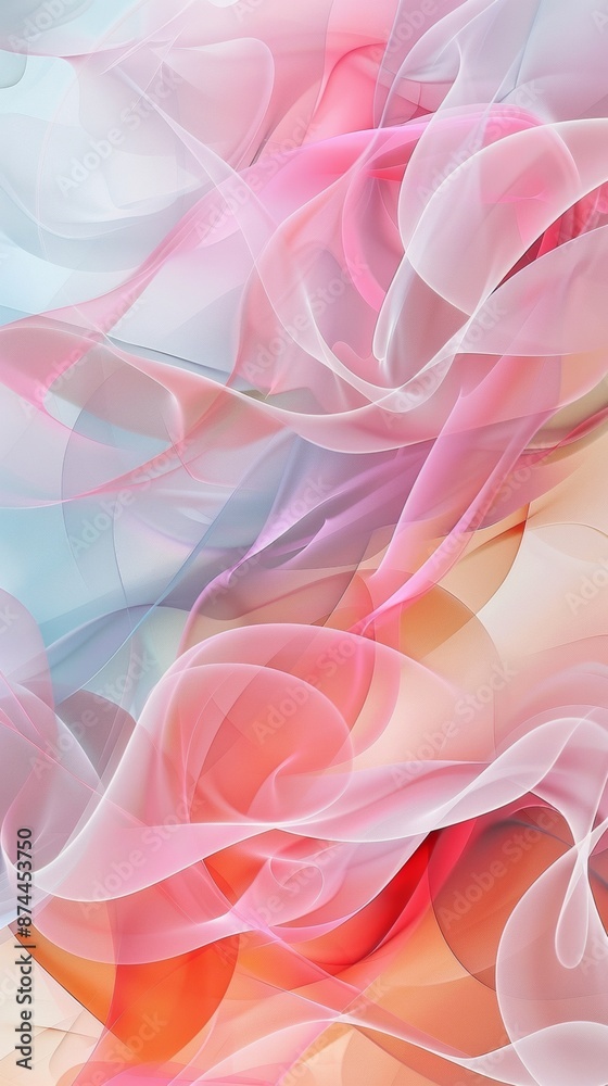 Poster Abstract Colorful Waves Artwork Displaying Fluid Forms and Gracefully Twirling Lines
