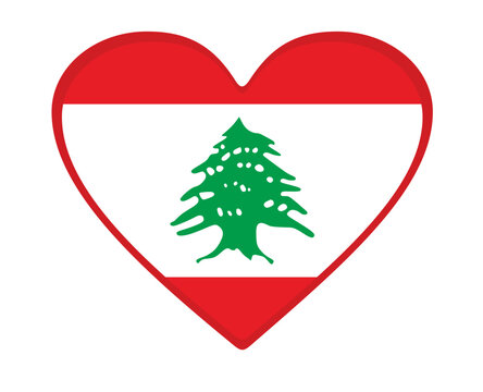  Lebanon flag heart shaped. vector