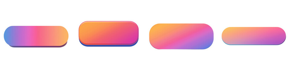 set of A UI bar with rounded corners, gradient solid color, and a 2D icon on a transparent background