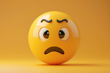 Fototapeta premium sad and angry emoji face on yellow background