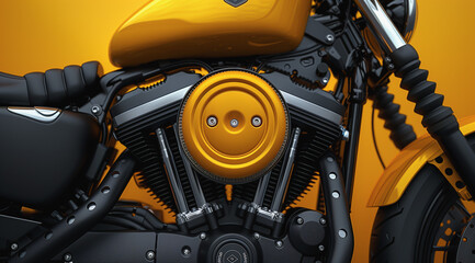 Obraz premium Sleek Orange Motorcycle with Dramatic Yellow Smoke Background