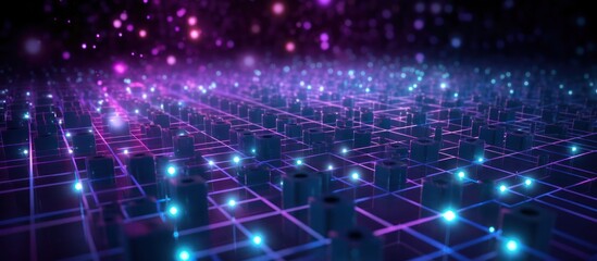 Obraz premium Abstract Digital Network with Glowing Lights