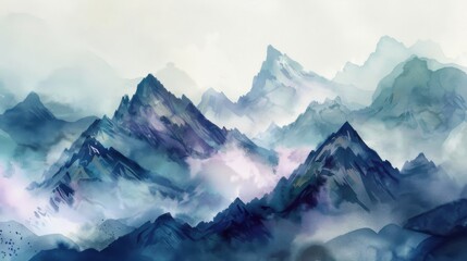 Obraz premium Majestic mountain range in watercolor