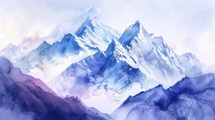 Obraz premium Majestic mountain range in watercolor