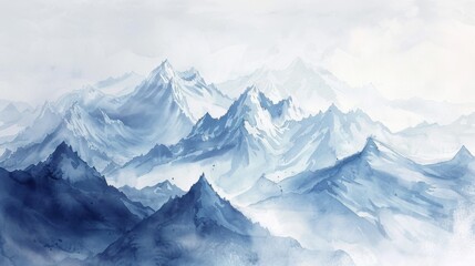 Obraz premium Majestic mountain range in watercolor