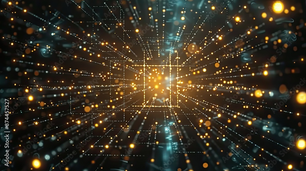 Poster abstract representation of a digital information network