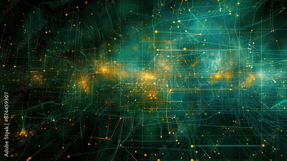 Poster abstract representation of a digital information network