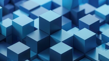 Obraz premium Abstract Blue Geometric 3D Cubes Background for Technology and Design Projects