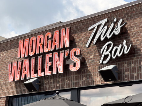 Nashville, TN, USA - June 29, 2024: Morgan Wallen's This Bar and Tennessee Kitchen is one of the newest bars added to downtown Nashville on 4th Street.