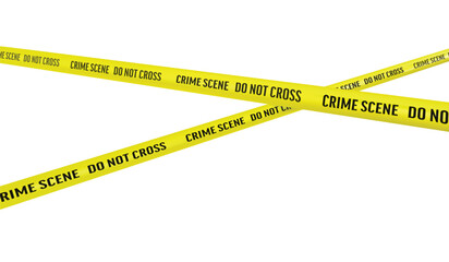 Crime scene,do not cross yellow cordon.Police line tape perspective view